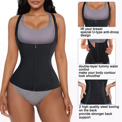 Zip-Up Waist Trainer Tank Top
